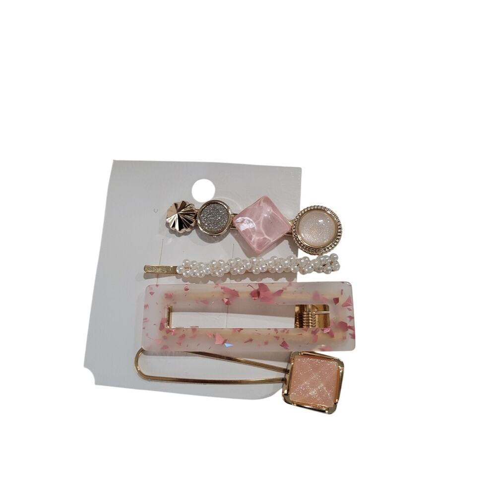 Pearl‎ Pink Hair Clips Set of 5 - Brand New